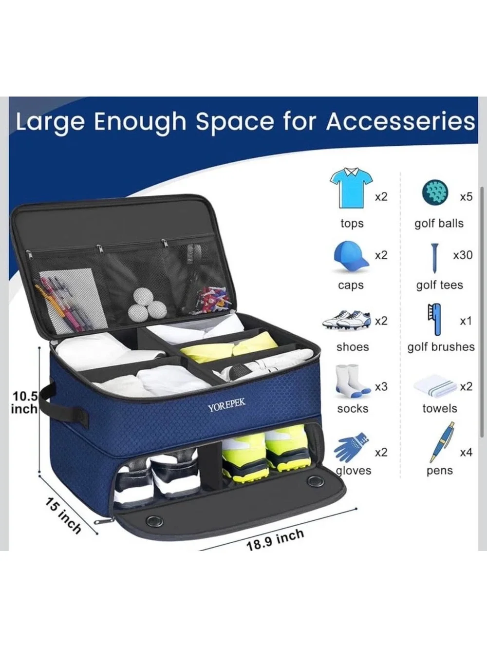 YOREPEK Large Travel Shoe and Accessory Organizer Bag with Adjustable Dividers